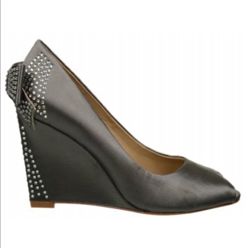 Oversized Bow Swarovski Crystal Satin Wedges - Picture 7 of 8